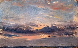 British Romantic Era Art Drucke: A Cloud Study, Sunset, John Constable, 1776-1837, British