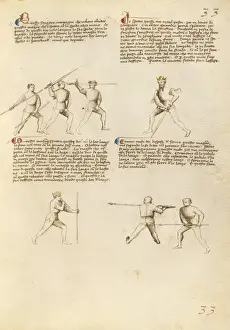 Medieval Combat Art Drucke: Combat with Sword, Staff, and Lance