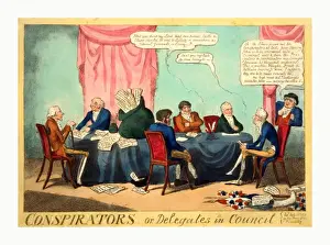 Romantic Era Illustration Drucke: Conspirators; or, delegates in council, Cruikshank, George, 1792-1878, artist, engraving