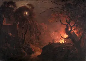 Joseph Wright Of Derby Artist Drucke: Cottage on Fire at Night Signed and dated, lower right: J. Wright. | 17[??]
