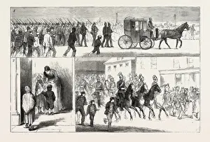 Wutverheerungen aus Baumwolle in Lancashire, UK, 1. Eine Abteilung der 15. Fußregiment unter Anführung eines Richters