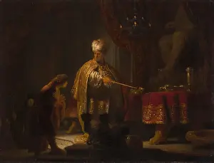 Rembrandt Harmensz Van Rijn Artwork Drucke: Daniel and Cyrus Before the Idol Bel
