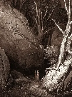 Dante Inferno Illustration Drucke: DANTE AND HIS GUIDE, BY GUSTAVE DORE. Dore, 1832 - 1883, French