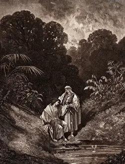 Romanticism Colour Engraving Drucke: DAVID AND JONATHAN, BY GUSTAVE DORE. Gustave Dore, 1832 - 1883, French