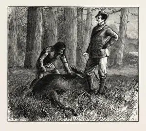 Retro Styled Wildlife Art Drucke: The Dead Moose