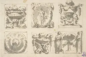 Sechs Entwürfe Dekoration Rechteckliche Horizontale Reliefs