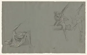 John Singleton Copley Artist Drucke: Drapery Study Two Figures Pulling Pole 1785-86