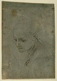 Young Woman Portraits Drucke: Drawings Prints, Drawing, Study, Young, Woman, Three-quarter, Bust-Length, Artist