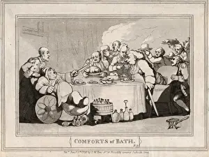 Thomas Rowlandson Illustrations Drucke: Drawings Prints, Print, Comforts Bath, Plate 11, Publisher, Artist, Samuel William Fores