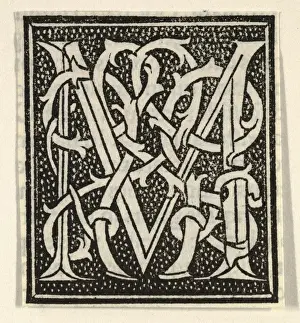 Italian Renaissance Artwork For Sale Drucke: Drawings Prints, Print, Initial, letter, M, patterned, background, Artist, Italian