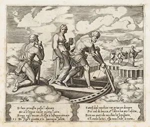 Cupid And Psyche Story Drucke: Drawings Prints, Print, Psyche, setting off, Charons boat, ignoring, old man