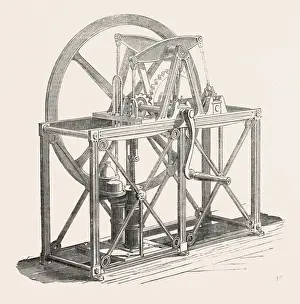 Victorian Era Engineering Drucke: WELL ENGINE. BY TYLOR AND SON. This is a well-engine pump, fixed in an iron frame