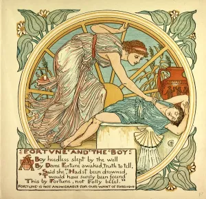 Retro Styled Engraving Image Drucke: Fortune and the Boy