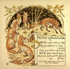 Victorian Era Book Art Drucke: The Fox Without a Tail