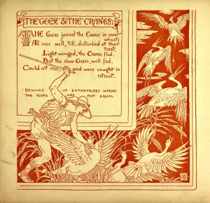 Victorian Era Book Art Drucke: The Geese and the Cranes