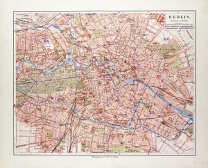 Vintage German Maps Drucke: Map of Berlin, Germany, 1899