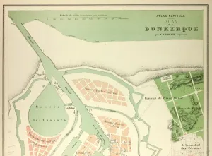 Victorian Era Cartography Drucke: Map of Dunkerque