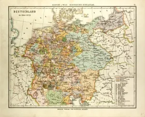 Vintage German Maps Drucke: Map of Germany in 1378