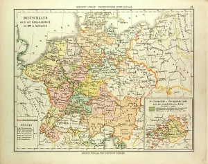 Vintage German Maps Drucke: Map of Germany in the 16th Century
