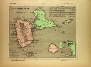 Victorian Era Cartography Drucke: Map of Guadeloupe