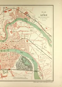 Victorian Era Cartography Drucke: Map of Lyon