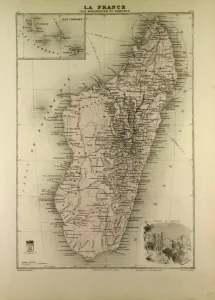 Retro Styled Cartography Drucke: Map of Madagascar and Comoros, 1896