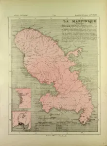Retro Styled Map Art Drucke: Map of Martinique