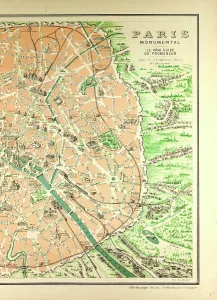 Retro Styled City Maps Drucke: Map of the Monuments in Paris