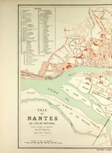 Victorian Era Cartography Drucke: Map of Nantes