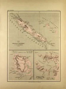 Retro Styled Maps Drucke: Map of New Caledonia