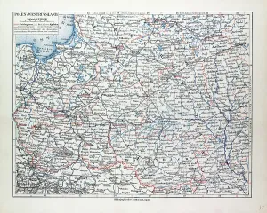 Drucke von Karte von Polen, Weißrussland und der Ukraine, 1899 Weißrussland Drucke: Karte von Polen, Weißrussland und der Ukraine im Jahr 1899