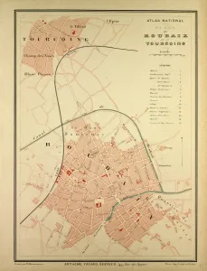 Engraved City Maps Drucke: Map of Roubaix and Tourcoing