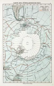 Retro Styled Map Art Drucke: Map of the South Pole, 1899