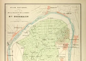 Retro Styled Maps Drucke: Map of St. Germain