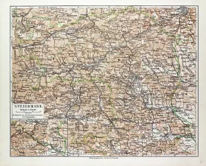 Österreich Drucke: Karte der Steiermark, Österreich, 1899