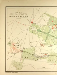 Victorian Era Cartography Drucke: Map of Versailles