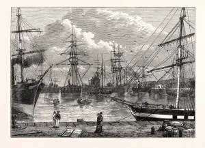 Victorian Era Engravings UK Drucke: The Edinburgh Dock, Leith