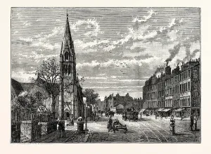 Edinburgh Drucke: Edinburgh: Freie Kirche von Pilrig und Leith-Walk im Norden