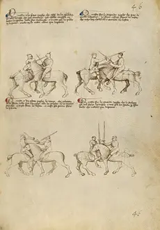 14th Century Artwork Drucke: Equestrian Combat with Sword