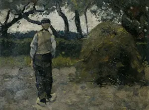 Dutch Masters Collection Drucke: A Farmer standing Hay-Stack farmer standing haystack