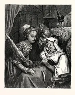 Vintage Gustave Dore Prints Drucke: The Fatal Spindle. Gustave Dore