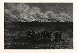 Retro Style Artwork Drucke: Fire on an Asiatic Steppe