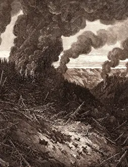Nineteenth Century Art Style Drucke: THE FIRE IN THE FOREST, BY GUSTAVE DORE. Dore, 1832 - 1883, French