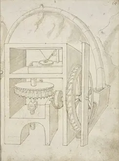 Brown Ink On Paper Art Drucke: Folio 15 mill Edificij et machine MS Martini