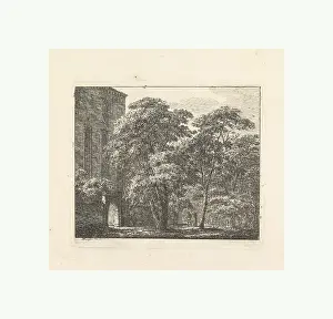 German Landscape Artists Drucke: Gothic Architecture Landscape ca 1807 Etching