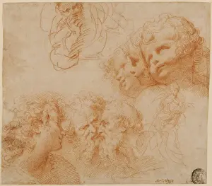 17th Century Italian Art Drucke: Head and Figure Studies