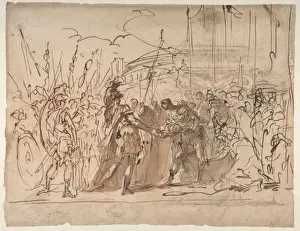 Italian Art Study Drucke: Head Pompey Presented Julius Caesar recto Study