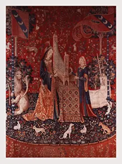 Medieval Tapestry Art Drucke: Hearing