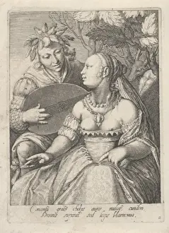 Young Woman Listening Drucke: Hearing, Cornelis Boel, Anonymous, 1663 - 1693