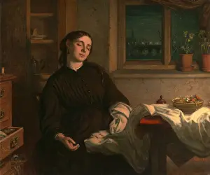 British Oil On Canvas Drucke: Home Dreams Signed and dated in red paint, lower right: CWC. 1869 monogramed
